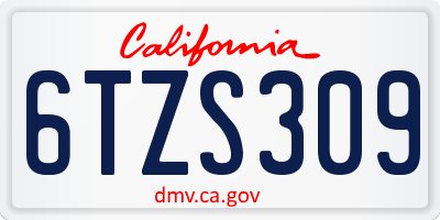 CA license plate 6TZS309