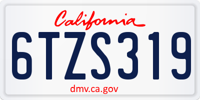 CA license plate 6TZS319