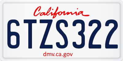 CA license plate 6TZS322