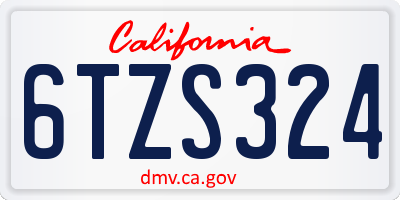 CA license plate 6TZS324