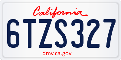 CA license plate 6TZS327