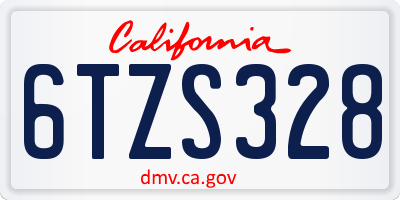 CA license plate 6TZS328