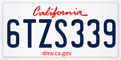 CA license plate 6TZS339