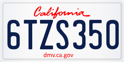 CA license plate 6TZS350