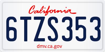CA license plate 6TZS353