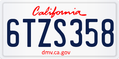 CA license plate 6TZS358