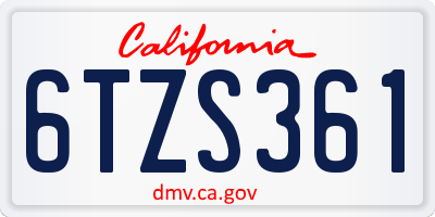 CA license plate 6TZS361