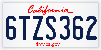 CA license plate 6TZS362