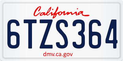 CA license plate 6TZS364