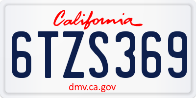 CA license plate 6TZS369