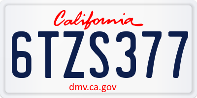CA license plate 6TZS377
