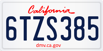 CA license plate 6TZS385