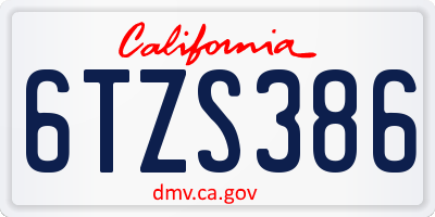 CA license plate 6TZS386