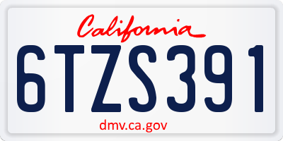 CA license plate 6TZS391