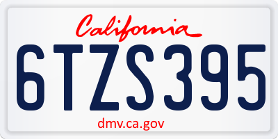 CA license plate 6TZS395