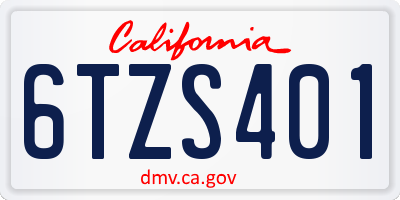 CA license plate 6TZS401