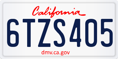 CA license plate 6TZS405