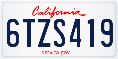 CA license plate 6TZS419