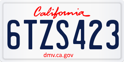 CA license plate 6TZS423