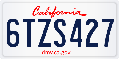 CA license plate 6TZS427