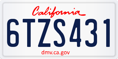 CA license plate 6TZS431