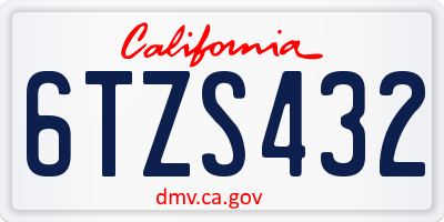 CA license plate 6TZS432