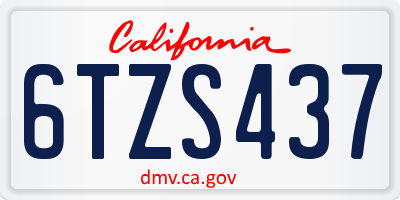 CA license plate 6TZS437