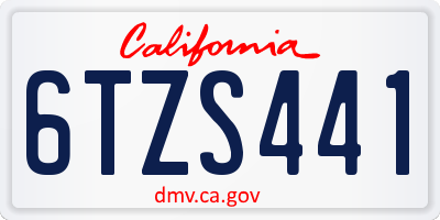 CA license plate 6TZS441
