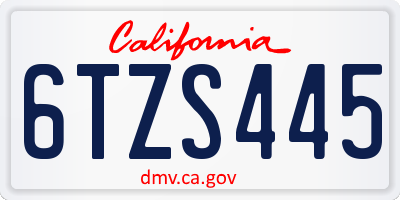 CA license plate 6TZS445