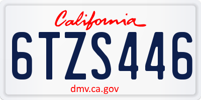 CA license plate 6TZS446