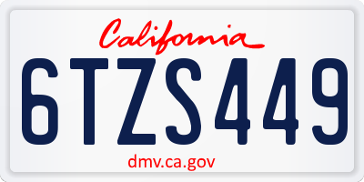 CA license plate 6TZS449