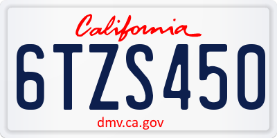 CA license plate 6TZS450