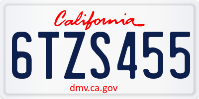 CA license plate 6TZS455