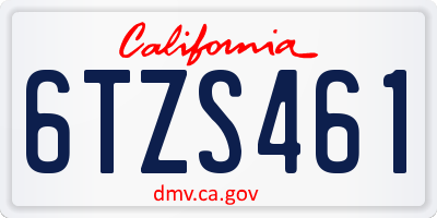 CA license plate 6TZS461