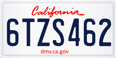 CA license plate 6TZS462