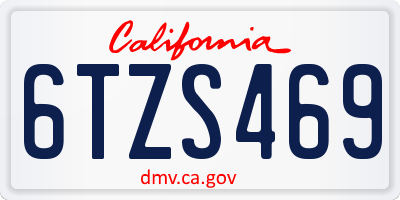 CA license plate 6TZS469