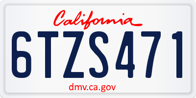 CA license plate 6TZS471