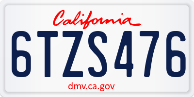 CA license plate 6TZS476