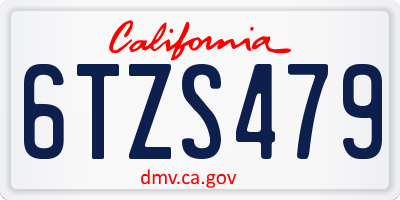 CA license plate 6TZS479