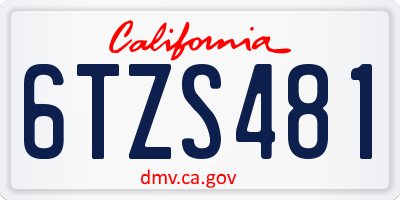 CA license plate 6TZS481