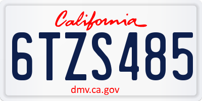 CA license plate 6TZS485