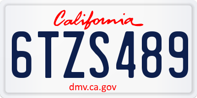 CA license plate 6TZS489