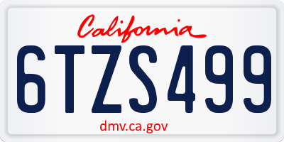 CA license plate 6TZS499