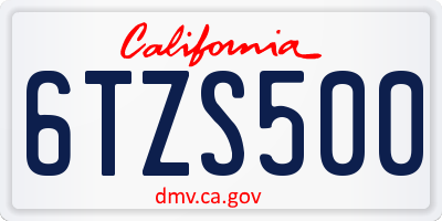 CA license plate 6TZS500