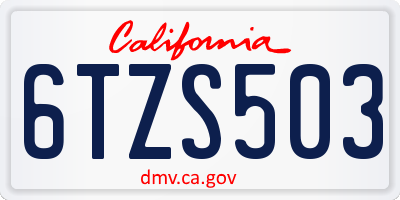 CA license plate 6TZS503