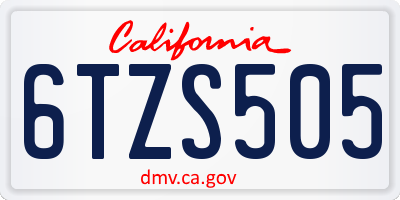 CA license plate 6TZS505