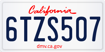 CA license plate 6TZS507