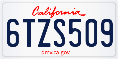 CA license plate 6TZS509