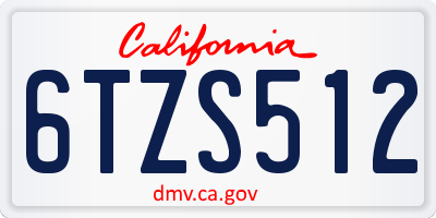 CA license plate 6TZS512