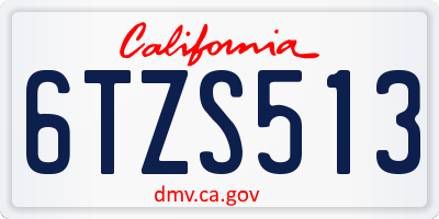 CA license plate 6TZS513